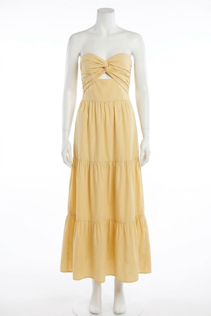 NEW BY TOGETHER crystal strapless midi dress in yellow